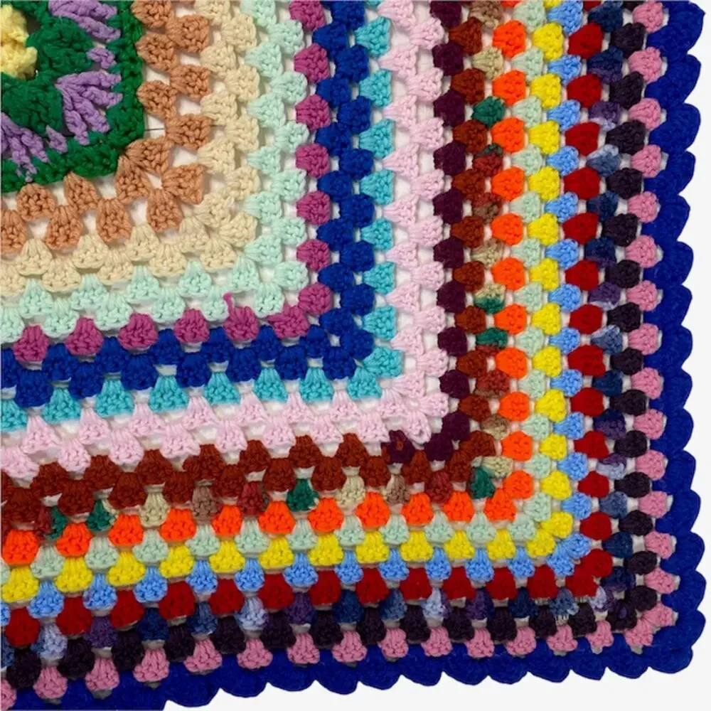 Baby or Lap Blanket Hand Knit Crochet Multicolor Homemade Granny Boho